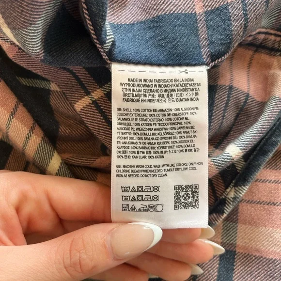 Vans pink navy plaid flannel shirt M cotton Streetwear fall skate core grunge - Picture 7 of 8